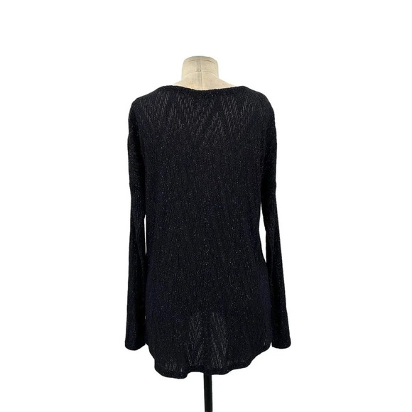 Generation Love Pointelle Lurex Metallic Navy Blue‎ Sweater Size XS / S - Picture 5 of 8